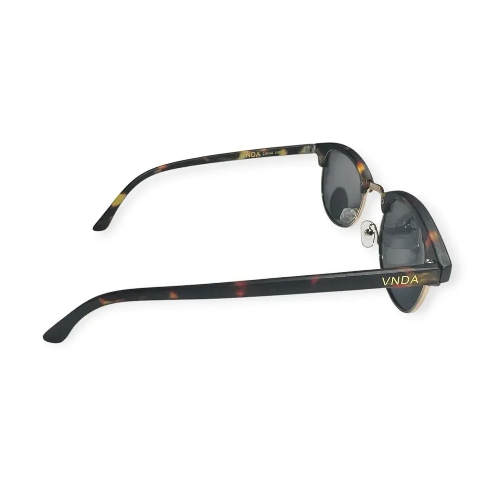 VNDA Tortoise Shell Polarized Sunglasses Gray Round Lenses w/ Case New